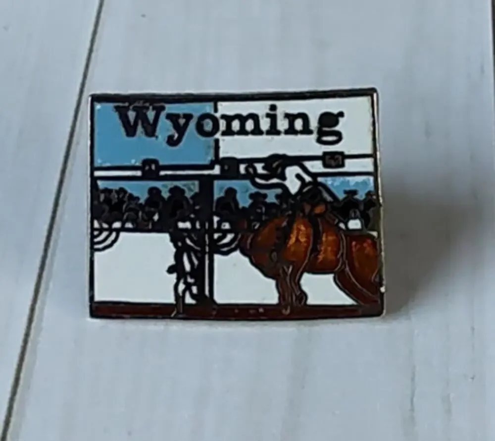 Wyoming Shaped State Cowboys Pin Souvenir Travel Hat Lapel Collectible